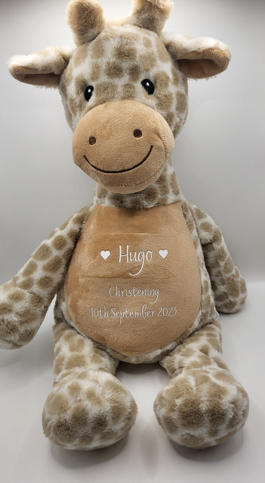 Large personalised Fox/ Frog/ Giraffe / Elephant Teddy Bear - Perfect Birthday Gift/ New Baby Gift/ Christening